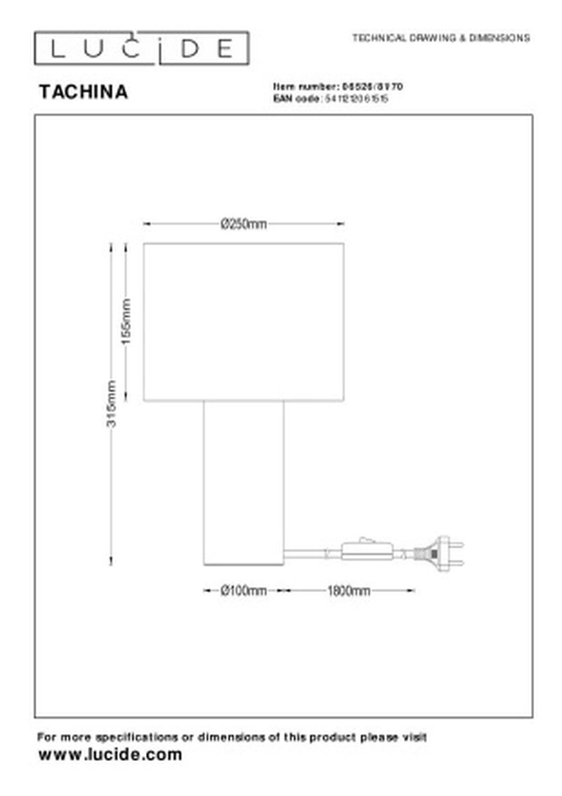 Lucide TACHINA - Stolná lampa - 1xE27 - Natural